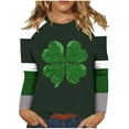 thumbnail image 2 of Cavosen Saint Patrick Day Womens Tops Casual Long Sleeve Holiday Shamrock Green Print Tshirts Pullover Round Neck Festival Shirts Irish Vacation Fashion Tops Loose Tees M, 2 of 5