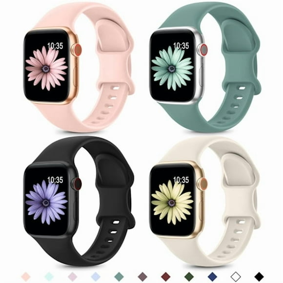 4-pack sport bands compatible with Apple Watch band 42/44/45/49mm, silicone replacement wristband for iWatch Ultra/Ultra 2, Series 9 8 7 6 5 4 3 2 1SE 42/4...