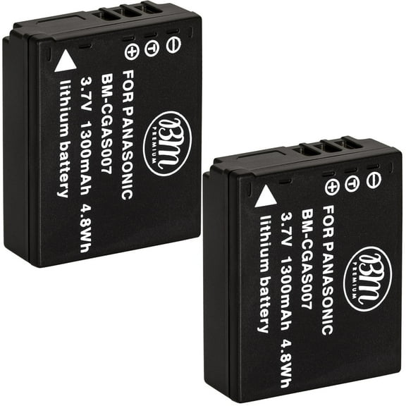 BM Premium 2 Pack of CGA-S007 Batteries for Panasonic Lumix DMC-TZ1 DMC-TZ2 DMC-TZ3 DMC-TZ4 DMC-TZ5 DMC-TZ11 DMC-TZ15 DMC-TZ50 Digital Cameras