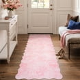 thumbnail image 2 of Moynesa 2'x6' Scalloped Floral Runner Rug, Washable Cottage Boho Accent Rug for Girls Bedroom Laundry Room ‎Bathroom Hallway Soft Low Pile Non Slip, Dusty Blush, 2 of 11