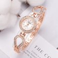 thumbnail image 4 of Ivpai Reloj femenino con correa de aleación y decoración de diamantes de imitación de cuarzo con pulsera (oro rosa blanco), 4 of 7