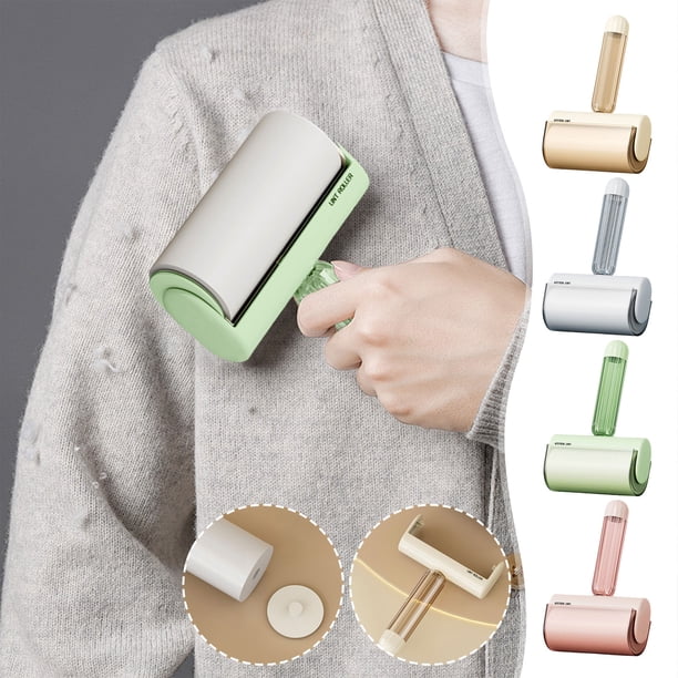 Rodillo tipo tambor para pelusa para ropa y muebles - Removedor de pelo y mascotas reutilizable de 18x10 cm con rollo de papel rasgado