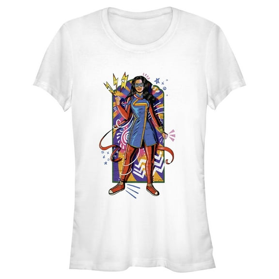 Junior's Marvel: Ms. Marvel Retro Pop Kamala Graphic Tee White 2X Large