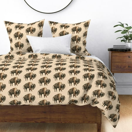 Buffalo Bison Woodland Prairies Farm Canada Tara Sateen Duvet