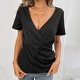 thumbnail image 5 of Fesfesfes Mama Tshirt Women's Fashion V-neck Wrapped Chest Knitted Button-down T-shirt Short-sleeve Casual Top Short Sleeve Shirts for Women Fitted S(US:4), 5 of 6