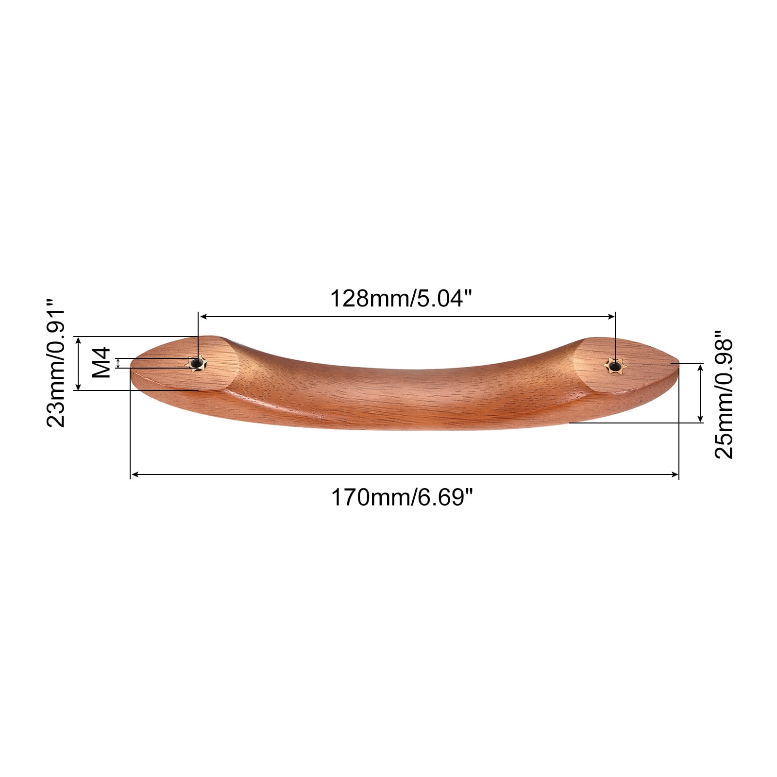Unique Bargains Stylish Wooden Drawer Pulls for Kitchen Cupboards Furniture Brown 6.69"L