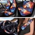 thumbnail image 2 of Jeiento Eagle Seat Covers for Cars Full Set with Steering Wheel Cover American Flag Seatbelt Covers Car Coasters Trash Bag Air Vent Storage Bag Keychain, Fit for SUV Truck Van Sedans, 4Th of July, 2 of 7
