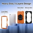 thumbnail image 3 of Funda Resistente a Golpes para Samsung Galaxy Tab A11, Funda Protectora de Silicona + Capa de PC con Rotación de 360°, Asa Cuadrada y Soporte con Correa para el Hombro, Naranja, para Galaxy Tab A11, 3 of 8