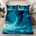 thumbnail image 2 of YST Horror Teal Twin Bed Sheets Set,Ocean Sea Wave Top Sheet,Gothic Tornado Lightning Bedding Set,Geometry Nature Disater Flat Fitted Sheet 3Pcs(1 Flat Sheet,1 Fitted Sheet,1 Pillowcase), 2 of 5