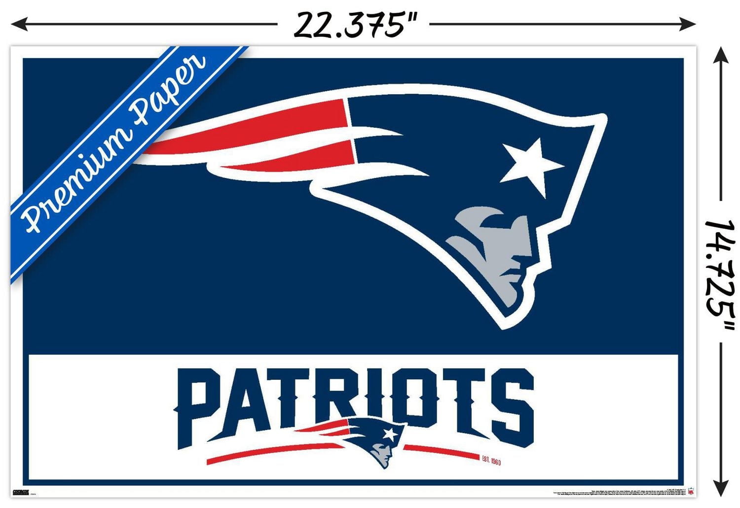 NFL New England Patriots - Logo 21 Wall Poster, 22.375" x 34" Framed