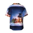 thumbnail image 2 of Disketp Men's Hawaiian Lantern On Snow Print Shirts Button Down Holiday Beach Shirts-Large, 2 of 7