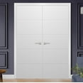 thumbnail image 3 of Solid French Double Doors | Planum 0770 Painted White Matte | Wood Solid Panel Frame Trims | Closet Bedroom Sturdy Doors -72" x 96" (2* 36x96), 3 of 6