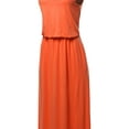 thumbnail image 4 of A2Y Women's Solid Adjustable Strap Top Double Layer Maxi Dress Deep Coral 1XL, 4 of 5