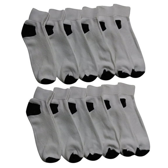 Yacht & Smith 12 Pairs Mens Value Pack Ankle Athletic Sports Socks, by SOCKS'NBULK (10-13 (Men's)) (Black, 10-13 (Mens))