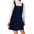thumbnail image 6 of Women V Neck Corduroy Overall Dress Fall Pinafore Jumper Dress, 6 of 8
