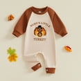thumbnail image 2 of larppty Newborn Girl Boy Thanksgiving Clothes Infant Sweatshirt Jumpsuit Turkey Romper Baby First Thanksgiving Outfit, 2 of 4