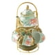 thumbnail image 1 of Juego de té de cerámica con tetera, tazas y platillo para 6 personas, elegante para Verde, 1 of 9