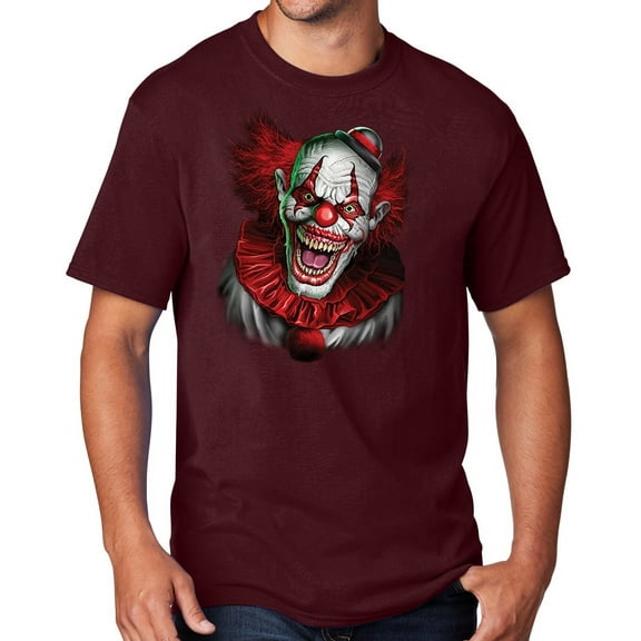 Men's Scary RED CLOWN T-shirt, 2XL Athletic Heather Maroon