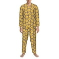 thumbnail image 3 of Salouo Sunflower Print Button-Front Long Sleeve Pajama Set for Men, Soft 2Pjs Men's Long Sleeve Sleepwear-Small, 3 of 7
