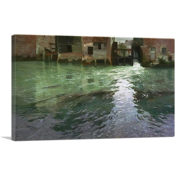 ARTCANVAS Water Mill Canvas Art Print by Frits Thaulow - Size: 18" x 12" (0.75" Deep)