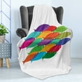 thumbnail image 4 of Colorful Soft Flannel Fleece Blanket, Vibrant Colored Fish Silhouettes Shoal Exotic Underwater Wildlife Inspired Theme, Cozy Plush for Indoor and Outdoor Use, 50" x 60", Multicolor, by Ambesonne, 4 of 5