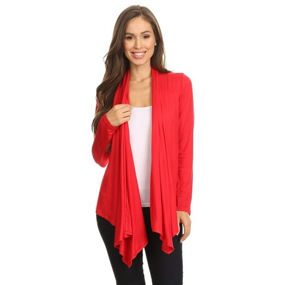 Women's Solid Open Front Long Sleeve Lightweight Soft Basic Sweater Cardigan