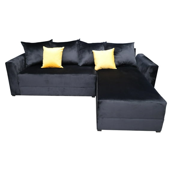 Sala esquinera Modular EL BAZAR STORE modelo Samso 240x180 cm terciopelo negro