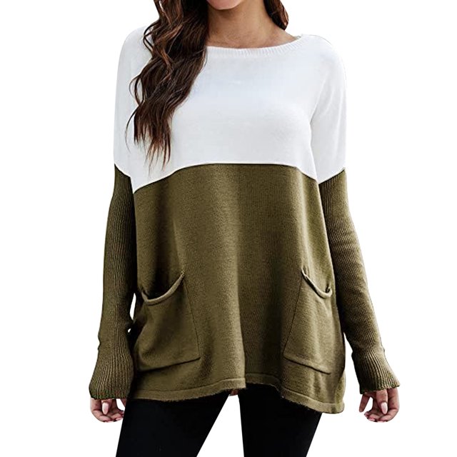 Top de punto de Manga larga Gibobby con Cuello redondo para Mujer color verde S