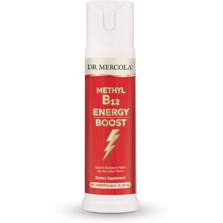 Dr. Mercola Vitamin B12 Energy Booster Spray - Formulated With Methylcobalamin - Natural Blackberry Flavor - .85 Ounces