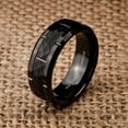 thumbnail image 3 of Tungsten Carbide Adult Men's Women's 8mm Black Plated with Brick Pattern Notched Edges Wedding Band, Comfort Fit Ring Size 10.5, 3 of 5