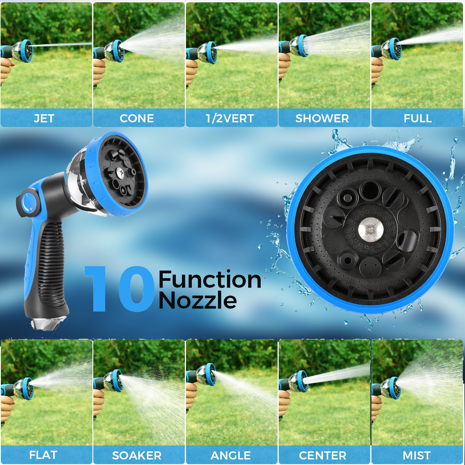 Legooin 82ft x 5/8 in Retractable Hose Reel, Wall Mount Garden Hose Reel for Outdoor Water Hose with 10-Pattern Sprayer Nozzle, Auto Rewind, Length Lock, 180° Swivel