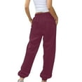 thumbnail image 4 of DPTALR Women's High Waisted Workout Joggers Baggy Lounge Bottoms,Wine,Size XXL, 4 of 7
