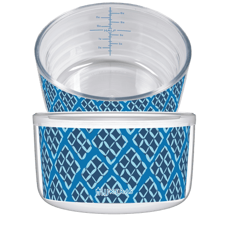 Lid Includes Measuring JJ Keras Collection by Kompass 22oz Bowl Including Natural natural bowl lid with MiLiOZ Inside Measuring System, B Squared Art Design, 2PK ()