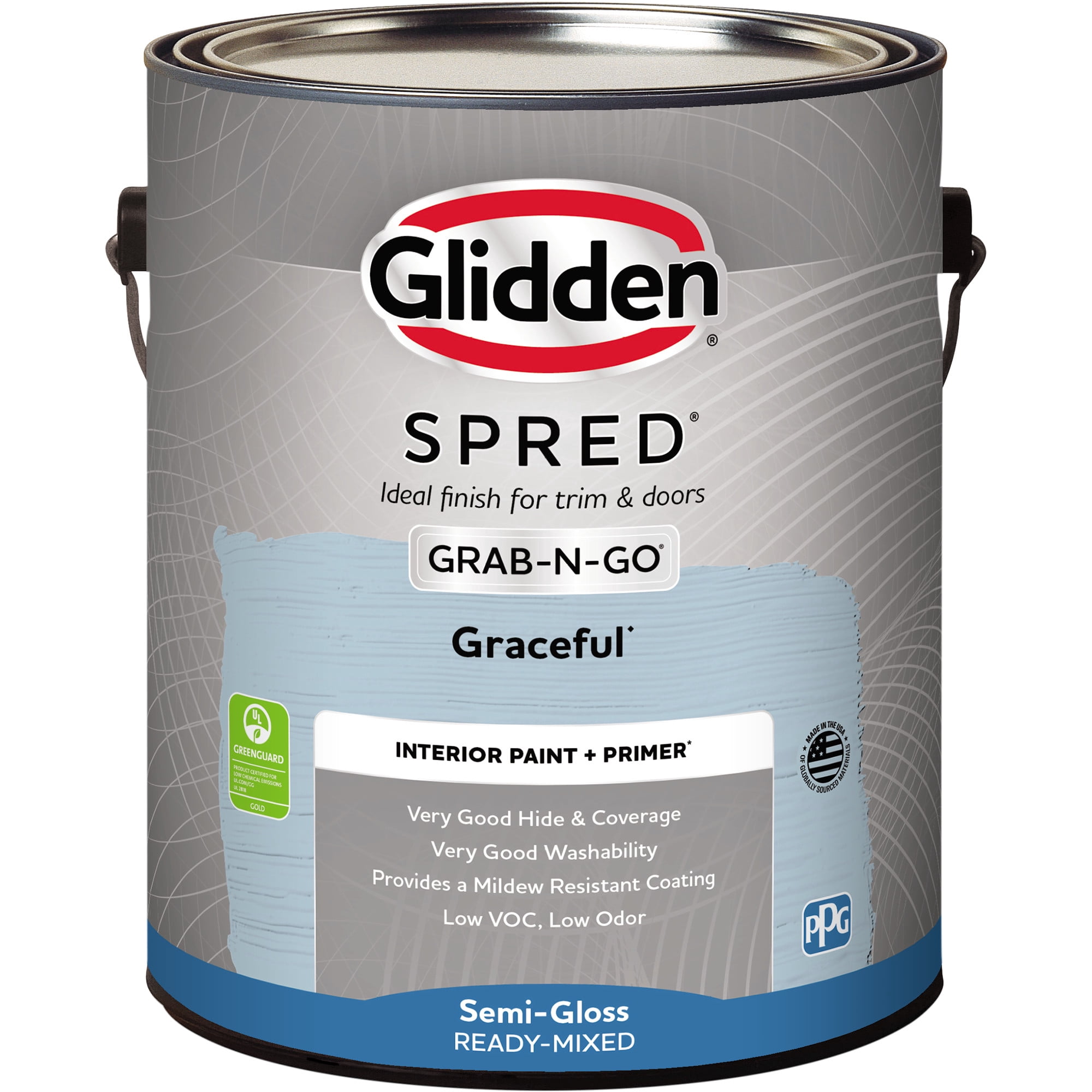 Glidden Spred Grab-N-Go Graceful / Blue, Semi-Gloss Interior Paint with Primer, 1 Gallon