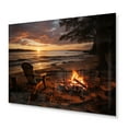 thumbnail image 2 of Designart "Bonfire on the Beach in a Photo II" Nautical & Beach Metal Art Living Room, 2 of 5
