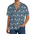 thumbnail image 3 of Vsdgher Tulips Flowers Print Men's Wrinkle Free Untucked Cuban Shirt Business Casual Button Down Shirts Short Sleeve Shirt, 3 of 7