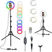 10.2 inch Selfie Ring Light - 16 Colors RGB Ring Light with 13 Dynamic Modes, Adjustable Tripod Stand/Phone Holder 19