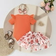 thumbnail image 4 of Durtebeua Girl Outfits 3Pcs Baby Girls Kids Cute T-Shirt Tops+Shorts Pants Outfits Summer Clothes 3-6 Months, 4 of 7