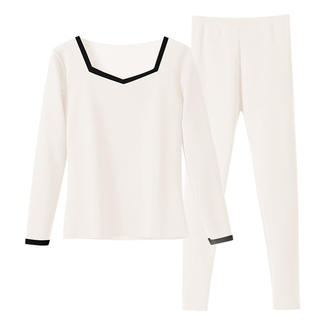 QepwscxWomens Ensemble de Chemises Thermiques et Pantalons pour Hommes à Manches Longues pour Temps Froid, Col Rond, Hauts Chauds Ajustés, Ensembles de Hauts et Bas Thermiques