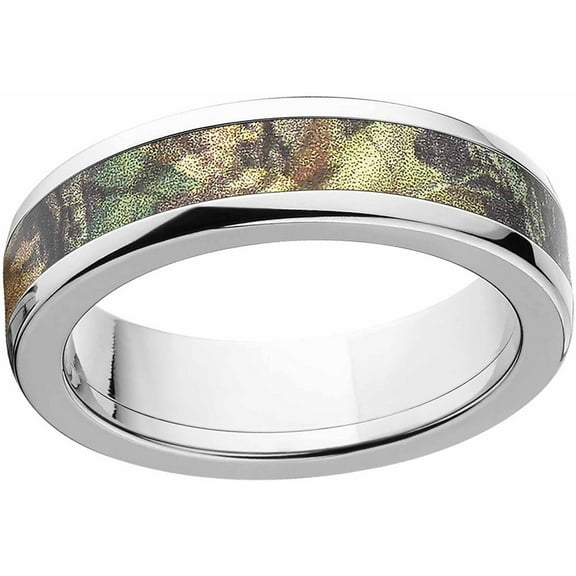 New Break Up Men's Camo 6mm Stainless Steel Band with Polished Edges and Deluxe Comfort Fit