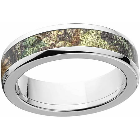 Mossy Oak New Break Up Men's Camo 6mm Stainless Steel Band with Polished Edges and Deluxe Comfort Fit