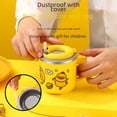 thumbnail image 4 of Taza de agua de acero inoxidable 304 con pajita, taza de jardín de infantes, taza de leche linda de doble capa para niños, regalo de pato amarillo pequeño, 4 of 6