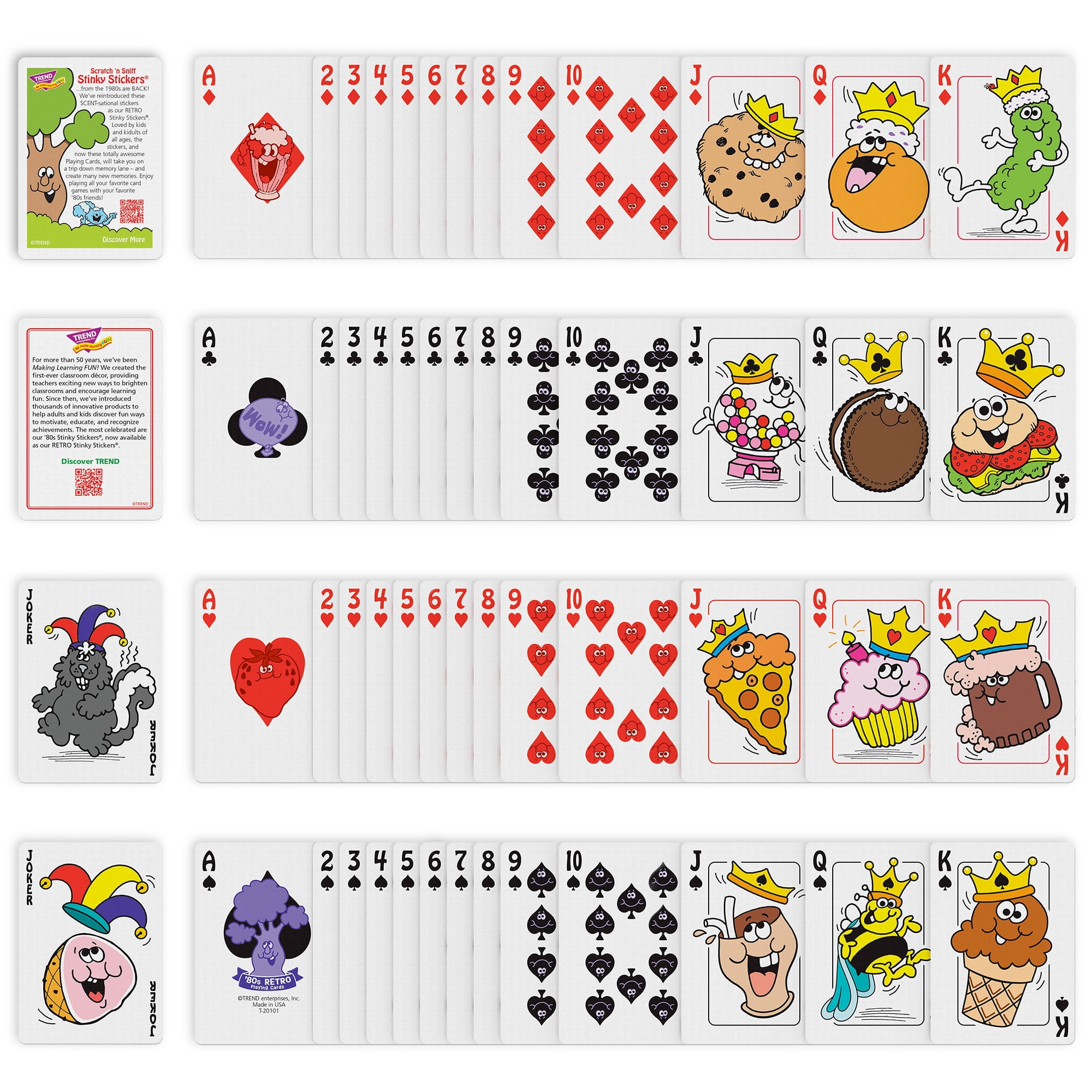 TREND: 80's Retro Playing Cards - Original Stinky Stickers Themed Artwork, Standard Poker-Sized 52 Card Deck For Classic Games, Bonus Collector Card