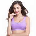 thumbnail image 4 of Baywell Women Floral Lace Bralette Padded Breathable Sexy Racerback Lace Bra 2 Pack Purple, 4 of 10