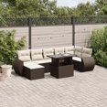 thumbnail image 1 of vidaXL 8 Piece Garden Sofa Set with Cushions Brown Poly Rattan, 1 of 5
