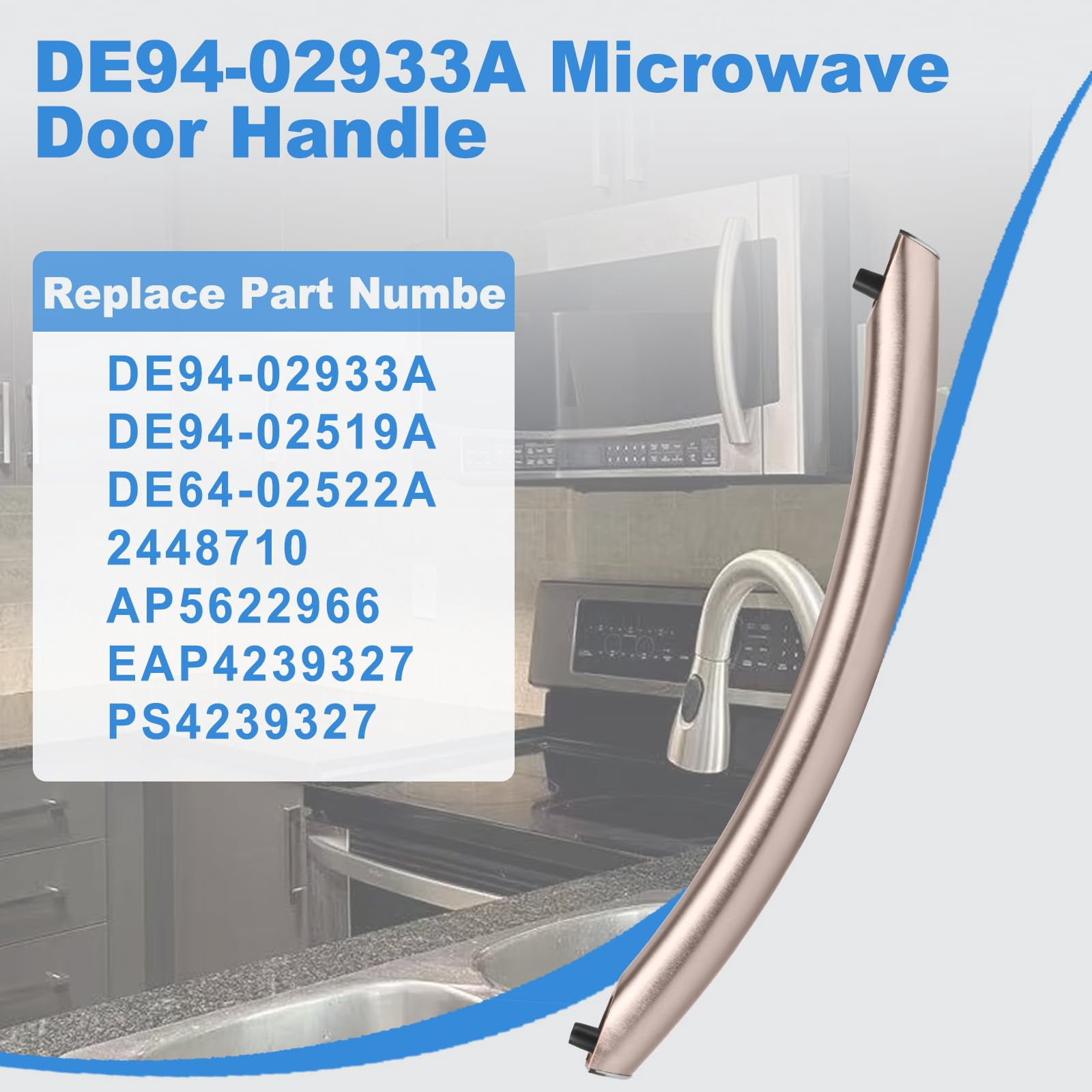 Upgraded  DE94-02933A Microwave Door Handle Compatible with Samsung Microwaves Handle Replacement for DE64-02522A 2448710 AP5622966 PSP4239327 PS4239327