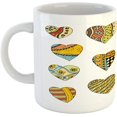Ambesonne Feminine Mug, Pattern with Red Lipstick Kiss Marks Woman