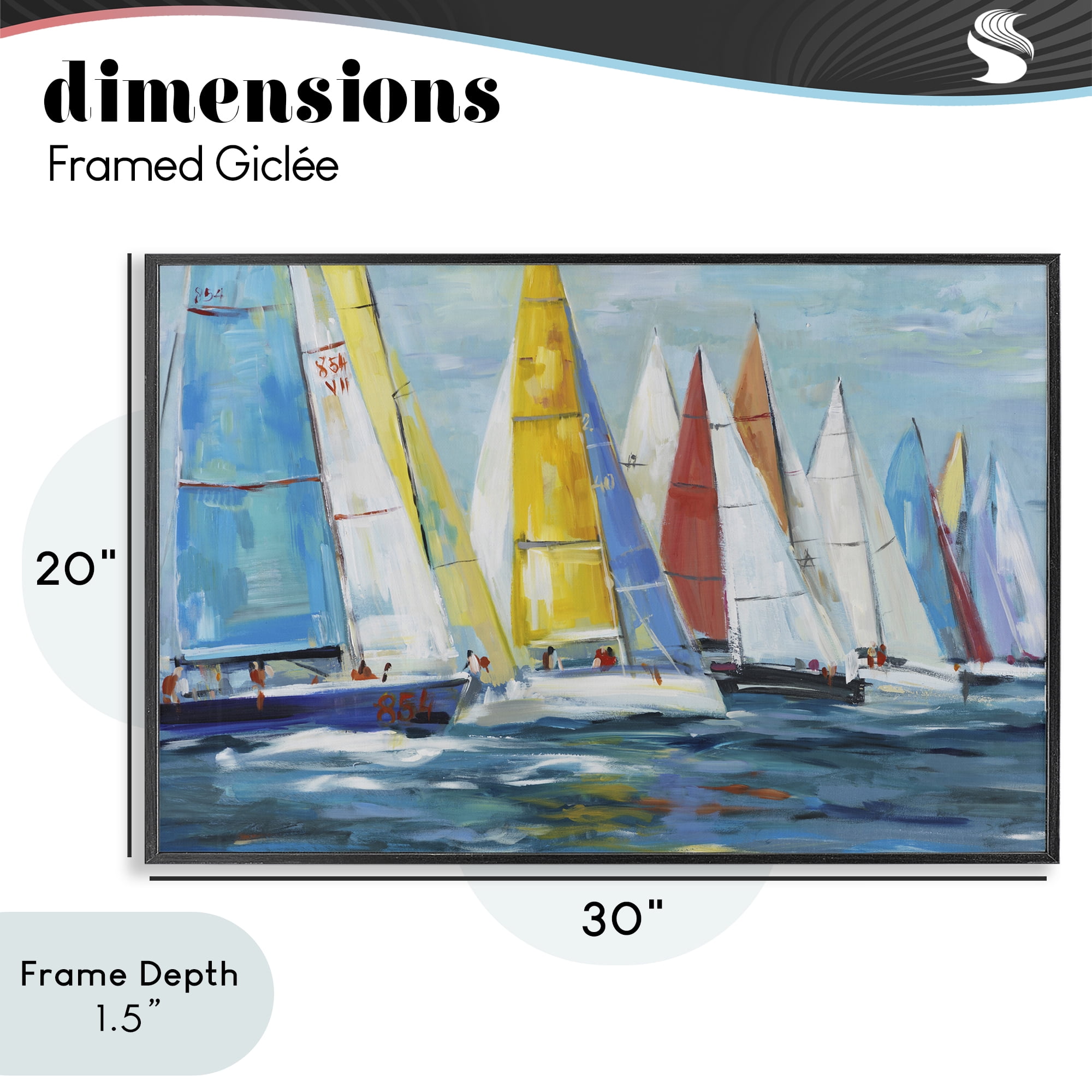 Stupell Industries Colorful Sails Coastal Scene Black Framed Giclee Art, design by Lorenzo Collective