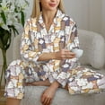 thumbnail image 6 of KLL Cartoon Cat Print Women's Long Sleeve Pajamas with Pants Sleepwear Loungewear 2 Set-Medium, 6 of 7