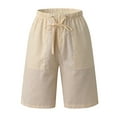 thumbnail image 3 of Miluxas Men's Casual Loose High Waist Drawstring Elastic Waist Solid Shorts with Pockets Clearance Beige XXXL(XXXL), 3 of 8